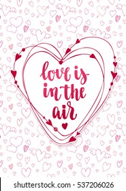 Valentine's Day Quote. Romantic Saying For Posters, Cards Or Leaflet. Vector Phrase On White Background With Decorative Frame And Hearts.