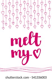 Valentine's day quote. Romantic saying for posters, cards or leaflet. Vector phrase on white background with decorative doodle hearts.