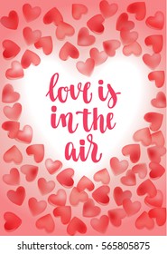 Valentine's day quote. Romantic saying for posters, cards or leaflet. Vector phrase on pink background with decorative candy sweet hearts.