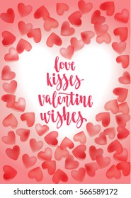 Valentine's day quote. Romantic saying for posters, cards or leaflet. Vector phrase on pink background with decorative candy sweet hearts.