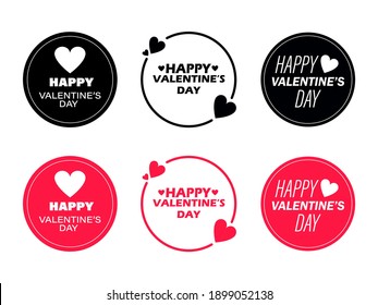 Valentine's Day. Quote. Set badge. Calligraphy. Vector flat illustration. Black and red colored badge on white background.