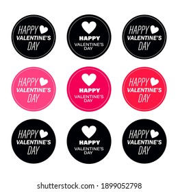 Valentine's Day. Quote. Set badge. Calligraphy. Vector flat illustration. Black and red colored badge on white background.