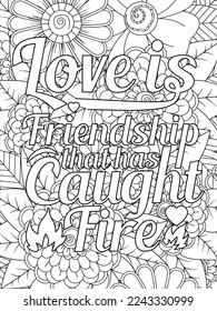 Valentine's day quotes black history month is the Superbowl. Vector Coloring Pages for Adults. Doodle drawing. Design for wedding invitations and Valentine's Day, lettering in the heart love quotes.