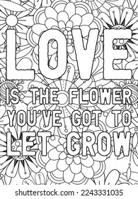 Valentine's day quotes black history month is the Superbowl. Vector Coloring Pages for Adults. Doodle drawing. Design for wedding invitations and Valentine's Day, lettering in the heart love quotes.