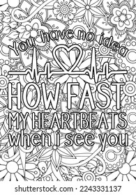 Valentine's day quotes black history month is the Superbowl. Vector Coloring Pages for Adults. Doodle drawing. Design for wedding invitations and Valentine's Day, lettering in the heart love quotes.