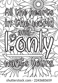 Valentine's day quotes black history month is the Superbowl. Vector Coloring Pages for Adults. Doodle drawing. Design for wedding invitations and Valentine's Day, lettering in the heart love quotes.