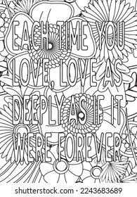Valentine's day quotes black history month is the Superbowl. Vector Coloring Pages for Adults. Doodle drawing. Design for wedding invitations and Valentine's Day, lettering in the heart love quotes.