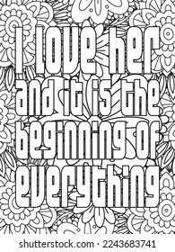 Valentine's day quotes black history month is the Superbowl. Vector Coloring Pages for Adults. Doodle drawing. Design for wedding invitations and Valentine's Day, lettering in the heart love quotes.