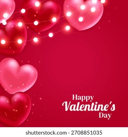 San Valentín. Corazones realistas. Diseño de Vector. Plantilla para tarjetas, Anuncios, carteles y más.