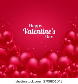 San Valentín. Corazones realistas. Diseño de Vector. Plantilla para tarjetas, Anuncios, carteles y más.