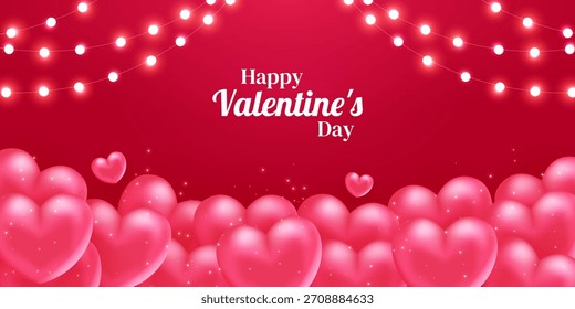 San Valentín. Corazones realistas. Diseño de Vector. Plantilla para tarjetas, Anuncios, carteles y más.