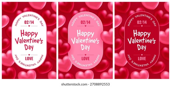 Valentinstag. Realistische Herzen. Vektordesign. Vorlage für Karten, Banner, Poster und mehr.