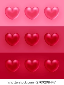 Valentine's Day. Realistic hearts. Vector design. 