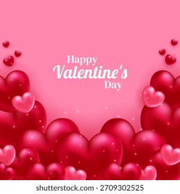 San Valentín. Corazones realistas. Diseño de Vector. Plantilla para tarjetas, Anuncios, carteles y más.