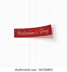Valentines Day realistic red vector Tag with Text