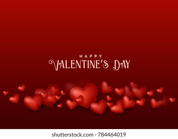 valentine's day red background with 3d hearts