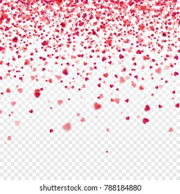 Valentinstag roter Hintergrund mit unscharfem Herzen. Liebessymbol. 14. Februar. Ich liebe dich. Sei mein Valentin. Transparenter Hintergrund.Herzbeschwerden.