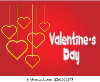 Valentines Day  .red background, golden heart shape. Vector illustrator