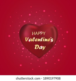 Valentines day red background with red Heart Shaped 3d. Vector illustration.banners