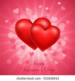 Valentine's Day with a red background, vector illustration