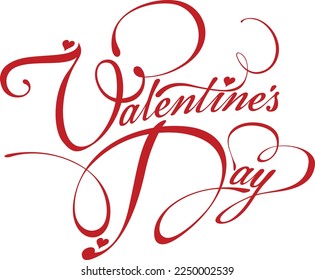 valentine's day red color text with red color heart icons 