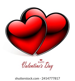 Valentine's Day, red design with two hearts.