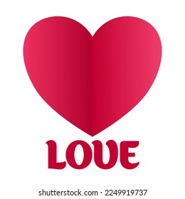Valentine's day red heart gradient isolated on white background. Paper origami pastel love symbol. Valentine icons, concept header template.