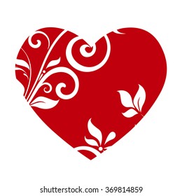 Valentine's day with red heart on white background 