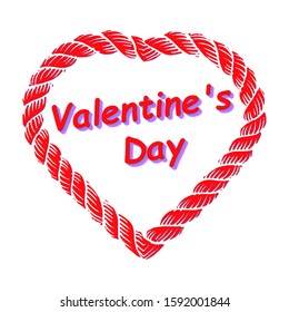 Valentine's Day Red Heart Rope, Vector