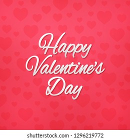 Valentines day , red heart shape background with lettering , paper art style