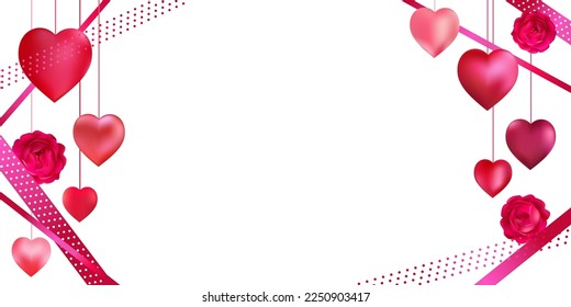 Valentine's Day. Red hearts. Abstract vector illustration. Red roses.