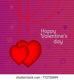 Valentine's Day. Red hearts. Abstract vector background. The holiday of lovers. Congratulation. Card.