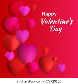 Valentine's Day. Red hearts. Abstract vector background. The holiday of lovers. Congratulation. Card.