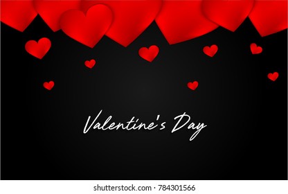 Valentine's day red Hearts abstract black background. Element for design, advertising, promotion of dairy products. Vector illustration.