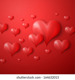 Valentines day red hearts background. vector illustration 