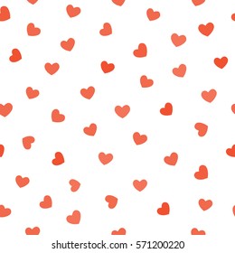 Valentines day Red hearts isolated on white background seamless patern