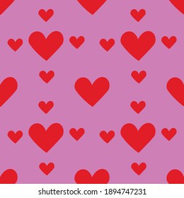Valentine's Day Red Hearts pattern with pink background vector illustration