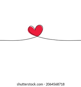 Valentine's Day. Red hearts. Tangled grungy round scribble hand drawn with thin line, divider shape. Isolated on white background. Vector illustration