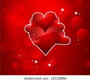 Valentines day red hearts vector fantastic background