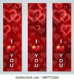 Valentine's Day red luxury vertical vector banners templates collection