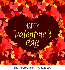 Valentines day red pattern. Beautiful Card for valentine's day. Happy Valentines Day poster with text and Vector hearts frame. Vector illustration. Invitation, posters, brochure, banners.