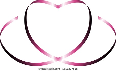 Valentines Day with red ribbon shaped as heart 