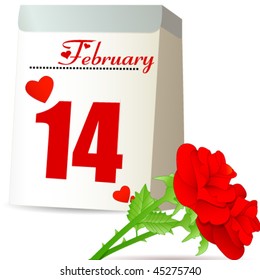 Valentine's Day with red roses - vector illustration