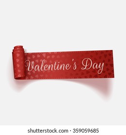 Valentines Day red scroll greeting Ribbon