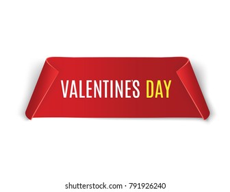 Valentine's Day. Red scroll. A set of banners. Curled paper. For advertising. Glossy vector ribbon on a white background for your design project.