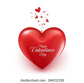 Valentines Day Red Sweet Balloon Hearts. 3D Vector Illustration