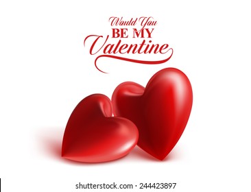 Valentines Day Red Sweet Balloon Hearts. 3D Vector Illustration