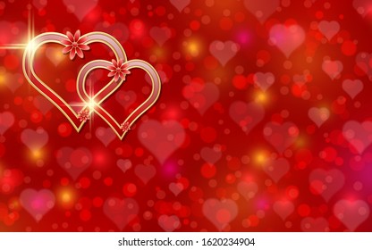 Antecedentes vectoriales rojos del Día de San Valentín con corazones