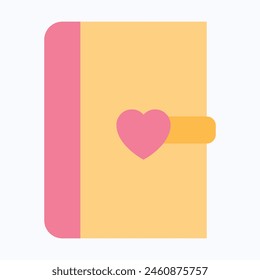 Valentines Day Related Diary, Note Book Love And Romance Icon, Flat Isolated Vector Icon.