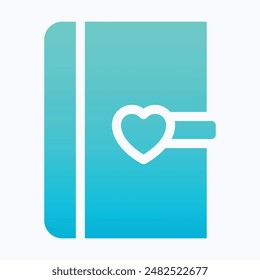Valentines Day Related Diary, Note Book Love And Romance Icon, Isolated Gradient Vector Icon.